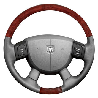 B&I® - Premium Design Black Leather Steering Wheel with Black Carbon Grip Steering Wheel