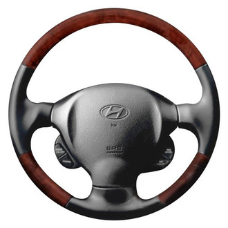 B&I® - Premium Design 3 Spokes Black Leather Steering Wheel with Black Carbon Grip Steering Wheel