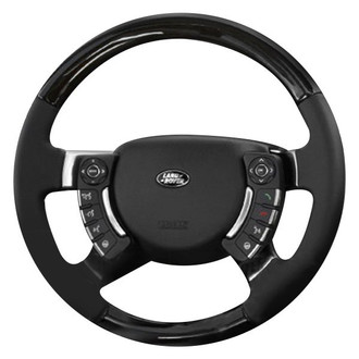 B&I® - Premium Design Black Leather Steering Wheel with Black Carbon Grip Steering Wheel