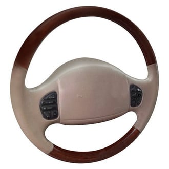 B&I® - Premium Design Black Leather Steering Wheel with Black Carbon Grip Steering Wheel