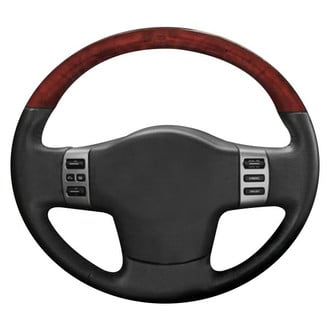 B&I® - Premium Design Black Leather Steering Wheel with Black Carbon Grip Steering Wheel
