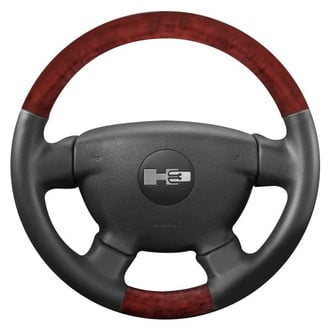 B&I® - Premium Design Black Leather Steering Wheel with Black Carbon Grip Steering Wheel