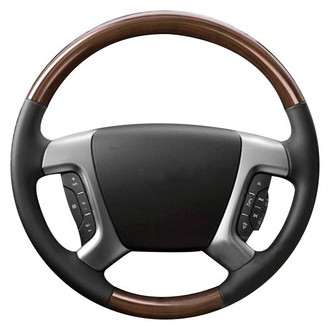 B&I® - Basic Design Black Leather Steering Wheel with Black Carbon Grip Steering Wheel