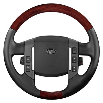 B&I® - Premium Design Black Leather Steering Wheel with Black Carbon Grip Steering Wheel