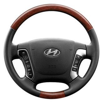 B&I® - Premium Design Black Leather Steering Wheel with Black Carbon Grip Steering Wheel