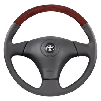 B&I® - Premium Design Beige/Tan Leather Steering Wheel with Black Carbon on Top Inserts Steering Wheel
