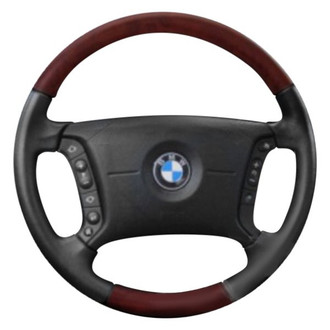 B&I® - Premium Design 4 Spokes Black Leather Steering Wheel with Black Carbon Grip Steering Wheel