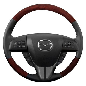 B&I® - Premium Design Black Leather Steering Wheel with Black Carbon Grip Steering Wheel