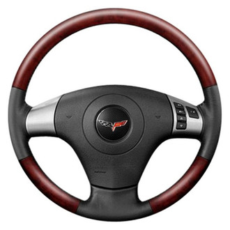 B&I® - Premium Design Black Leather Steering Wheel with Black Carbon Grip Steering Wheel
