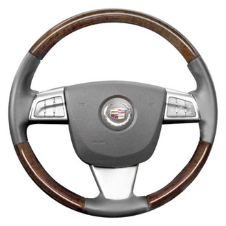 B&I® - Premium Design Black Leather Steering Wheel with Black Carbon Grip Steering Wheel