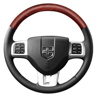 B&I® - Premium Design Black Leather Steering Wheel with Black Carbon on Top Inserts Steering Wheel