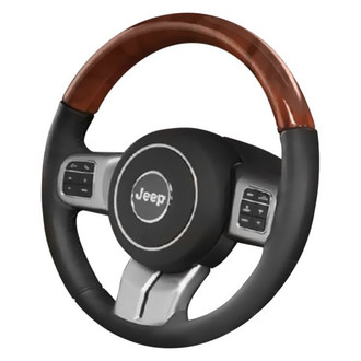 B&I® - Premium Design Black Leather Steering Wheel with Black Carbon on Top Inserts Steering Wheel