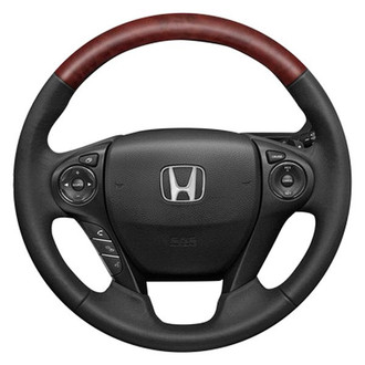 B&I® - Premium Design Black Leather Steering Wheel with Black Carbon on Top Inserts Steering Wheel