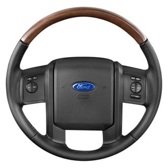 B&I® - Premium Design Beige Leather Steering Wheel with Black Carbon Grip Steering Wheel
