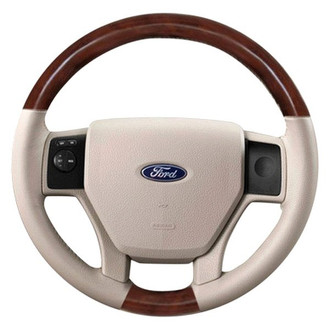 B&I® - Premium Design Ash Leather Steering Wheel with Black Carbon Grip Steering Wheel