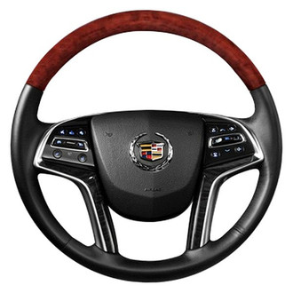 B&I® - Premium Design Black Leather Steering Wheel with Black Carbon Grip Steering Wheel