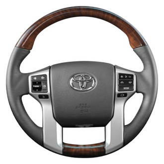 B&I® - Premium Design Black Leather Steering Wheel with Black Carbon Grip Steering Wheel