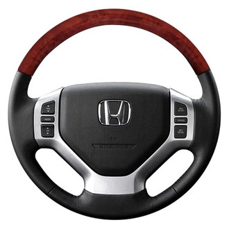 B&I® - Premium Design Black Leather Steering Wheel with Black Carbon Grip Steering Wheel