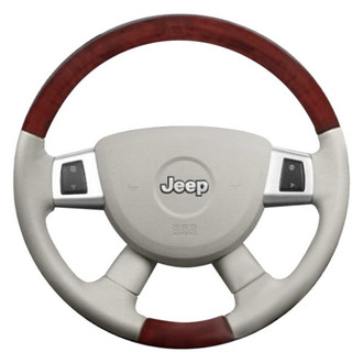 B&I® - Premium Design Black Leather Steering Wheel with Blackwood Grip Steering Wheel