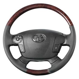 B&I® - Premium Design Black Leather Steering Wheel with Black Carbon Grip Steering Wheel