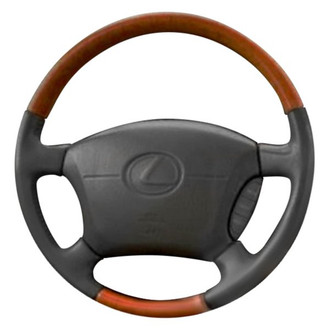 B&I® - Premium Design Black Leather Steering Wheel with Black Carbon Grip Steering Wheel