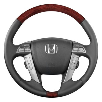 B&I® - Premium Design 4 Spokes Black Leather Steering Wheel with Black Carbon on Top and Bottom Inserts Steering Wheel