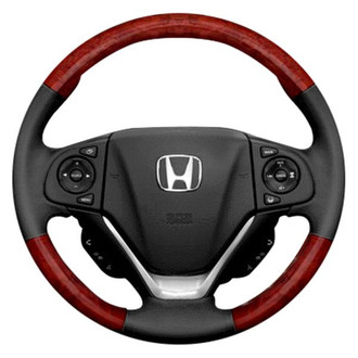 B&I® - Premium Design Black Leather Steering Wheel with Black Carbon on Top and Bottom Inserts Steering Wheel