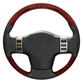 B&I® - Premium Design Black Leather Steering Wheel with Black Carbon on Top and Bottom Inserts Steering Wheel