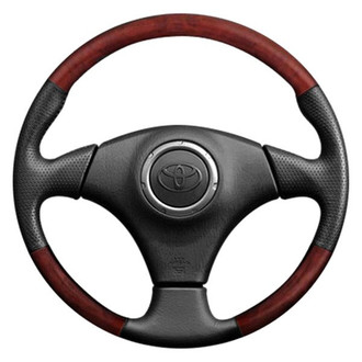 B&I® - Premium Design Beige/Tan Leather Steering Wheel with Black Carbon on Top and Bottom Inserts Steering Wheel