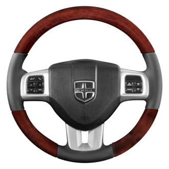 B&I® - Premium Design Black Leather Steering Wheel with Black Carbon on Top and Bottom Inserts Steering Wheel