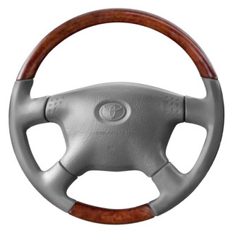 B&I® - Premium Design Charcoal Black Leather Steering Wheel with Black Carbon Grip Steering Wheel