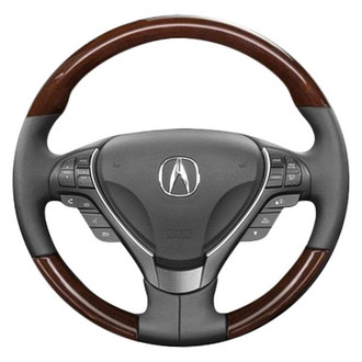 B&I® - Premium Design Black Leather Steering Wheel with Black Carbon Grip Steering Wheel