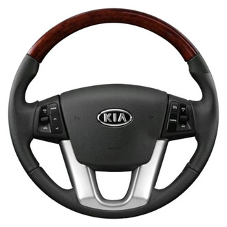 B&I® - Premium Design Black Leather Steering Wheel with Black Carbon Grip Steering Wheel