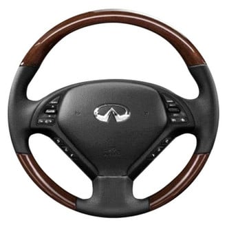 B&I® - Premium Design Black Leather Steering Wheel with Black Carbon Grip Steering Wheel