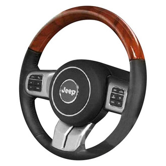 B&I® - Premium Design Charcoal Black Leather Steering Wheel with Black Carbon on Top Inserts Steering Wheel