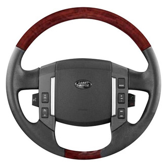 B&I® - Premium Design Charcoal Black Leather Steering Wheel with Black Carbon Grip Steering Wheel