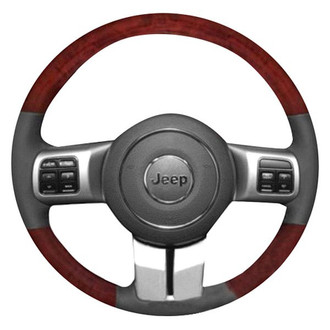 B&I® - Premium Design Charcoal Black Leather Steering Wheel with Black Carbon on Top and Bottom Inserts Steering Wheel
