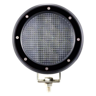 Black Horse® - 2.5" MAX Series Textured Black LED Bull Bar without Skid Plate and with 5.3" Red Round Flood LED Lights