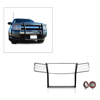 Black Horse® - Modular Design Polished Grille Guard with 5.3" Red LED Lights