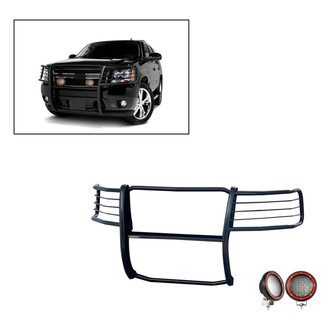 Black Horse® - Modular Design Black Grille Guard with 5.3" Red LED Lights