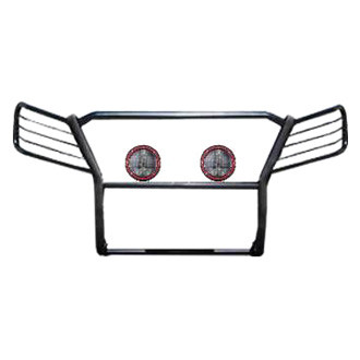 Black Horse® - Modular Design Black Grille Guard with 5.3" Red LED Lights