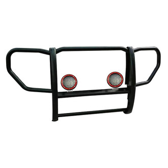 Black Horse® - 1-Piece Design Black Grille Guard with 5.3" Red LED Lights