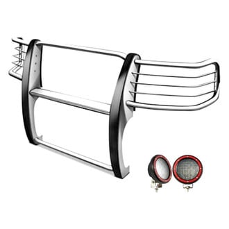 Black Horse® - Modular Design Polished Grille Guard with 5.3" Red LED Lights