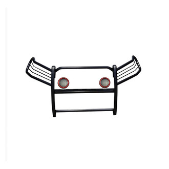 Black Horse® - Modular Design Black Grille Guard with 5.3" Red LED Lights