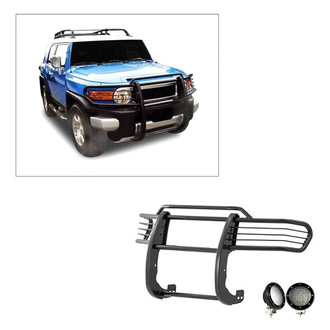 Black Horse® - Modular Design Black Grille Guard with 5.3" Black LED Lights