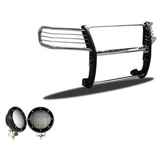 Black Horse® - Modular Design Polished Grille Guard with 5.3" Black LED Lights