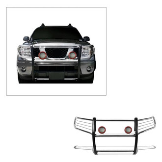 Black Horse® - Modular Design Polished Grille Guard with 5.3" Red LED Lights