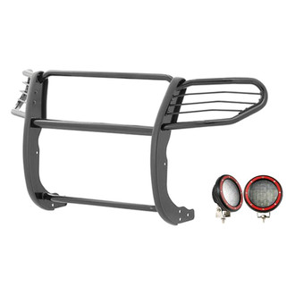 Black Horse® - Modular Design Black Grille Guard with 5.3" Red LED Lights