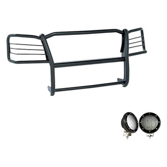 Black Horse® - Modular Design Black Grille Guard with 5.3" Black LED Lights