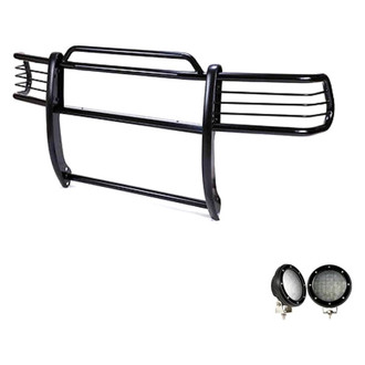 Black Horse® - Modular Design Black Grille Guard with 5.3" Black LED Lights